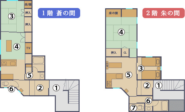 にし茶屋街の宿むう 館内地図